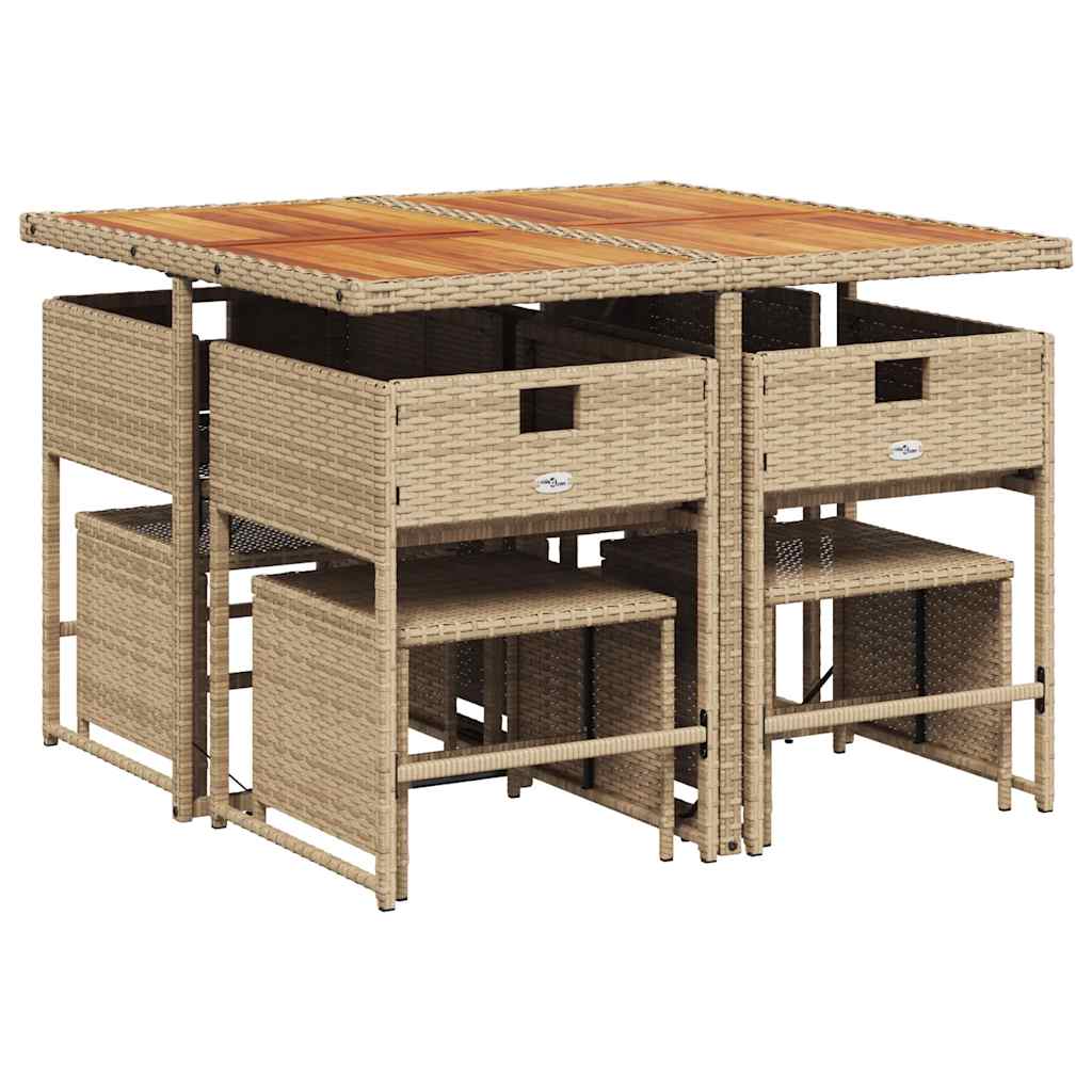 vidaXL 9-delige Tuinset poly rattan zwart