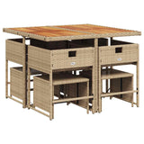 vidaXL 9-delige Tuinset poly rattan zwart