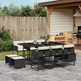 vidaXL 9-delige Tuinset poly rattan zwart