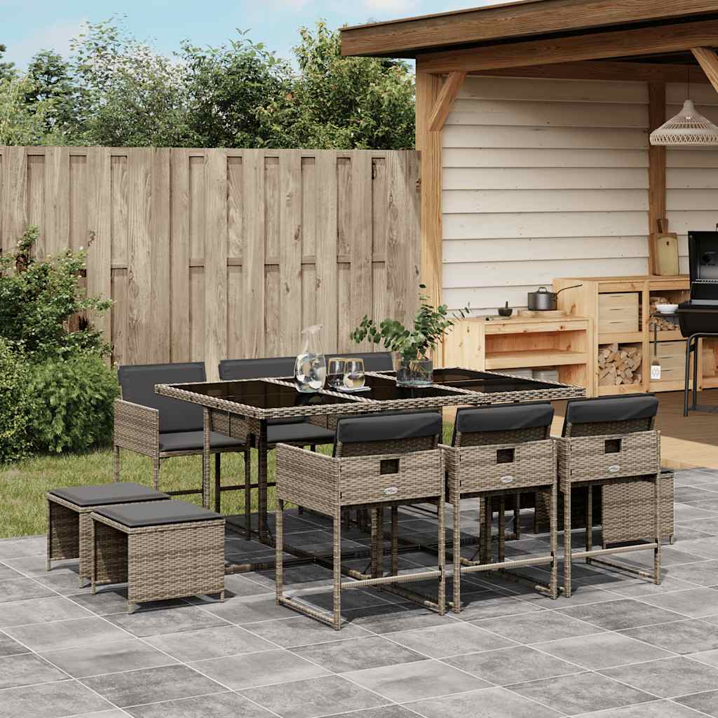 vidaXL 9-delige Tuinset poly rattan zwart