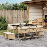vidaXL 9-delige Tuinset poly rattan zwart