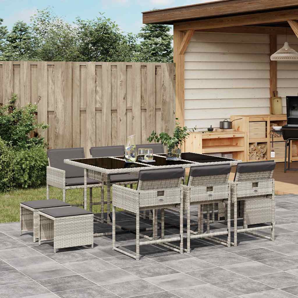 vidaXL 9-delige Tuinset poly rattan zwart