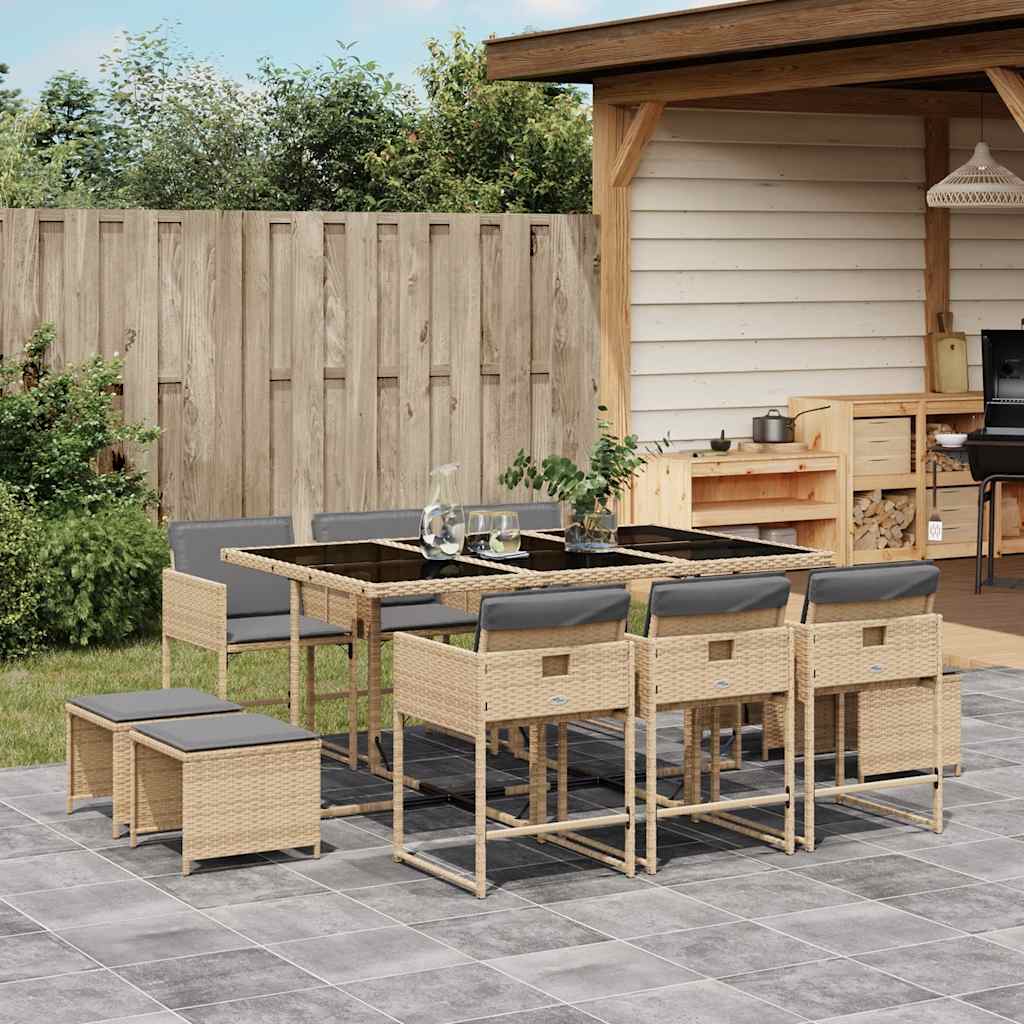 vidaXL 9-delige Tuinset poly rattan zwart