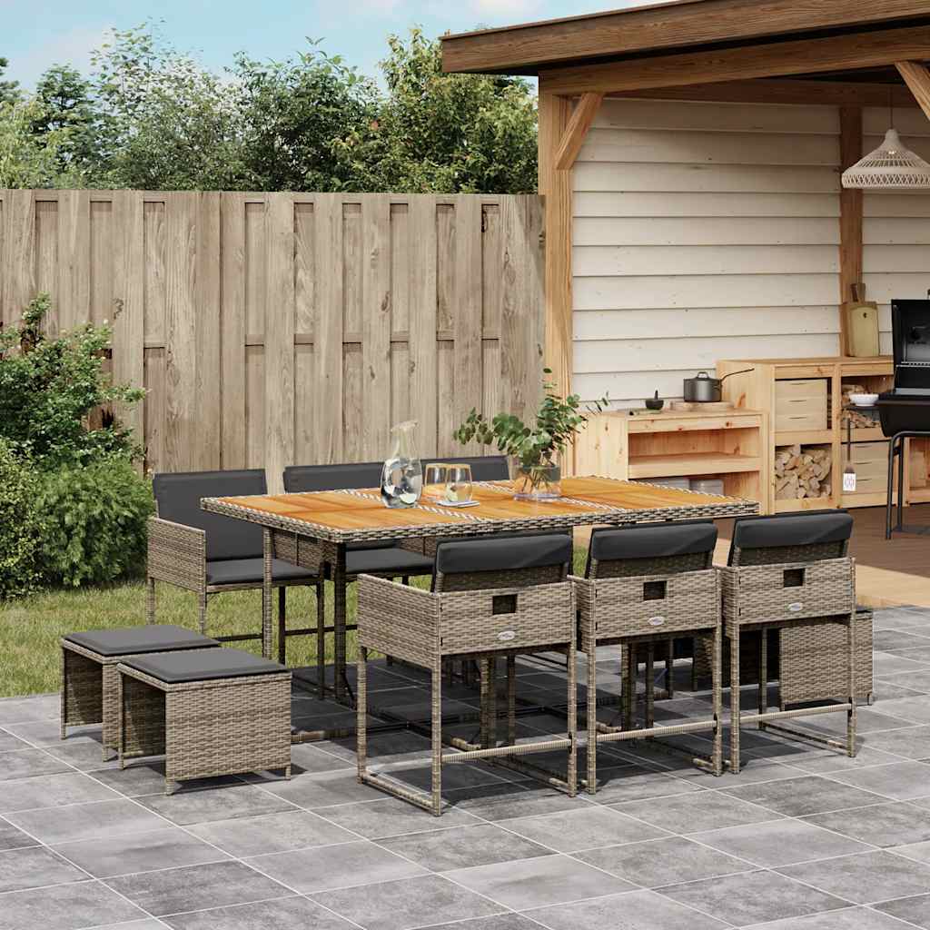 vidaXL 9-delige Tuinset poly rattan zwart