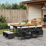 vidaXL 9-delige Tuinset poly rattan zwart
