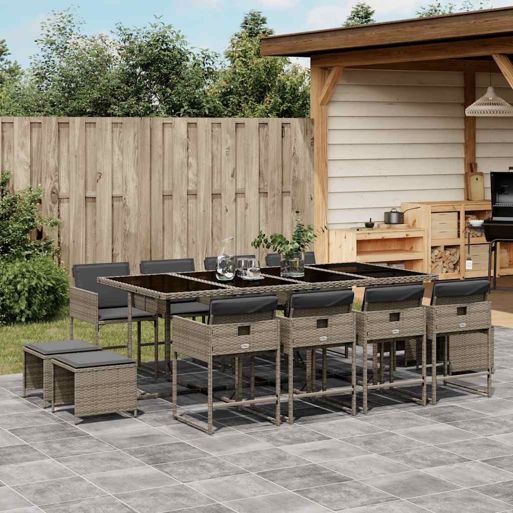 vidaXL 9-delige Tuinset poly rattan zwart
