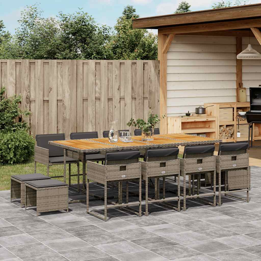 vidaXL 9-delige Tuinset poly rattan zwart