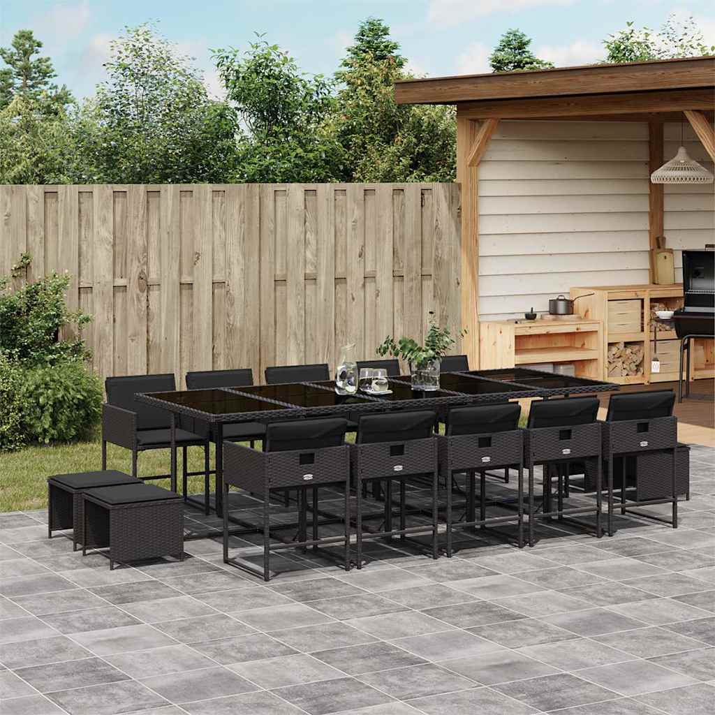 vidaXL 9-delige Tuinset poly rattan zwart
