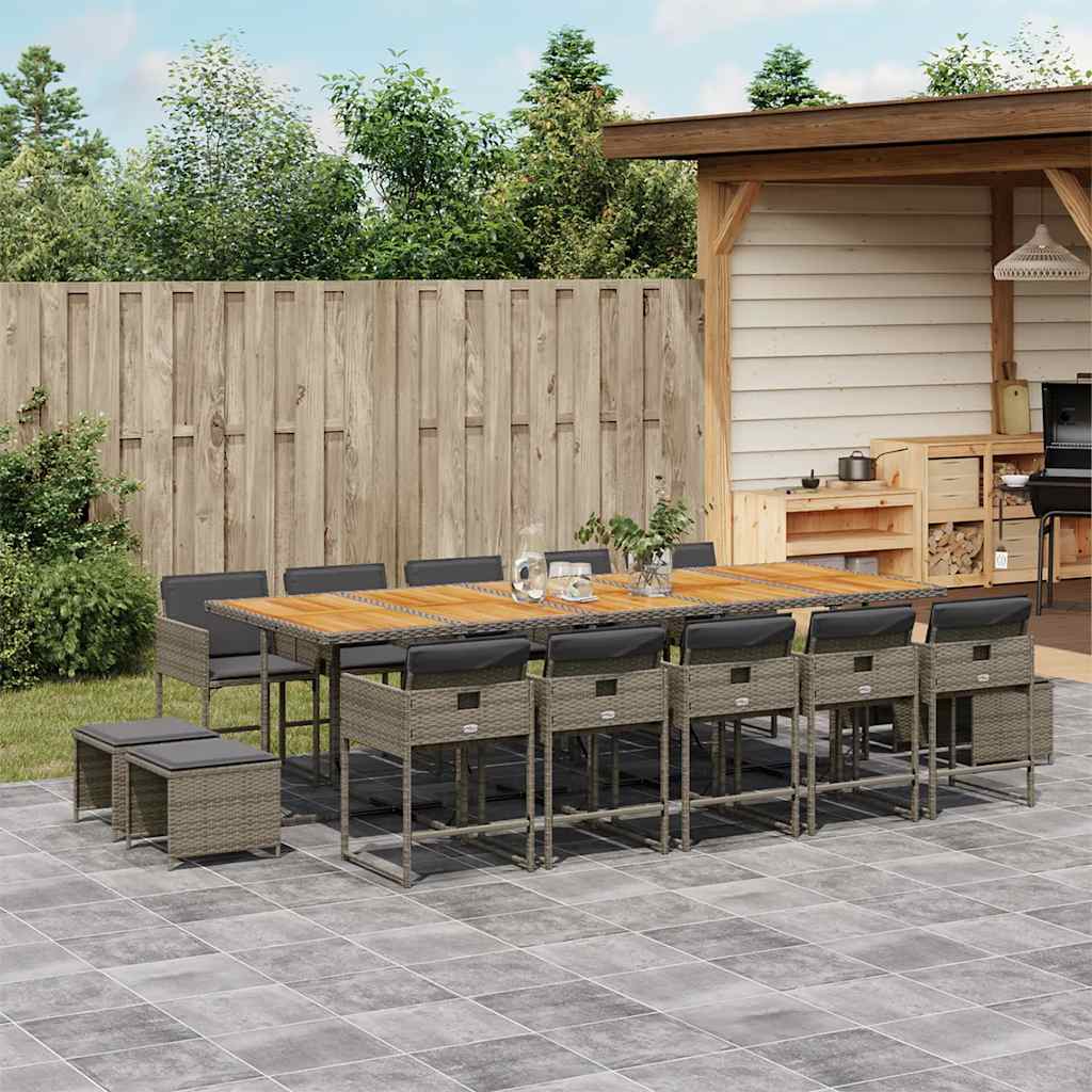 vidaXL 9-delige Tuinset poly rattan zwart