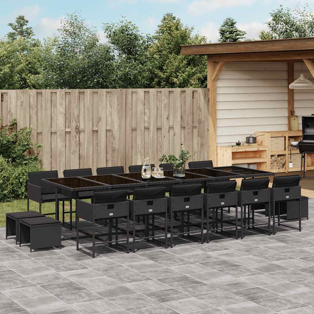 vidaXL 9-delige Tuinset poly rattan zwart