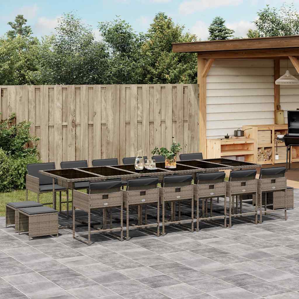vidaXL 9-delige Tuinset poly rattan zwart