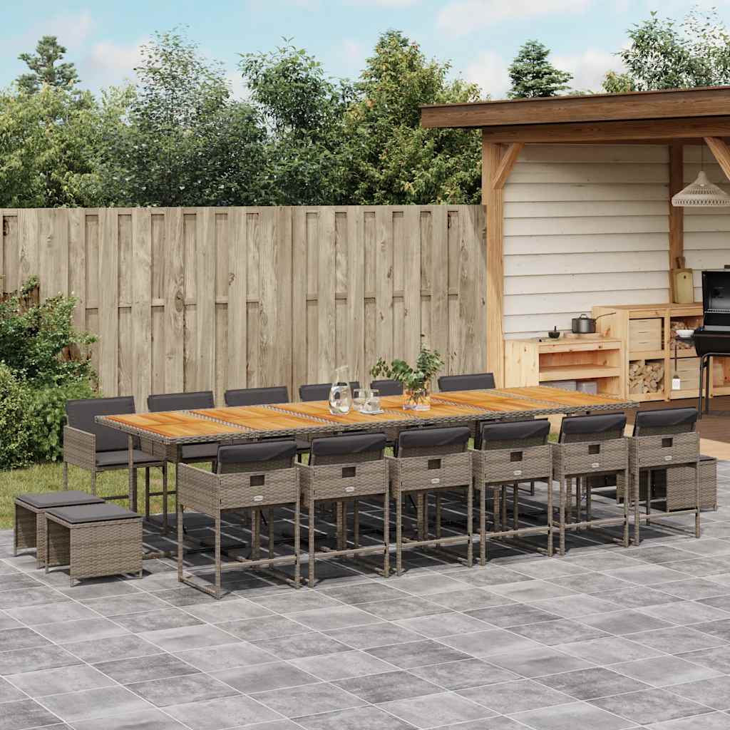 vidaXL 9-delige Tuinset poly rattan zwart