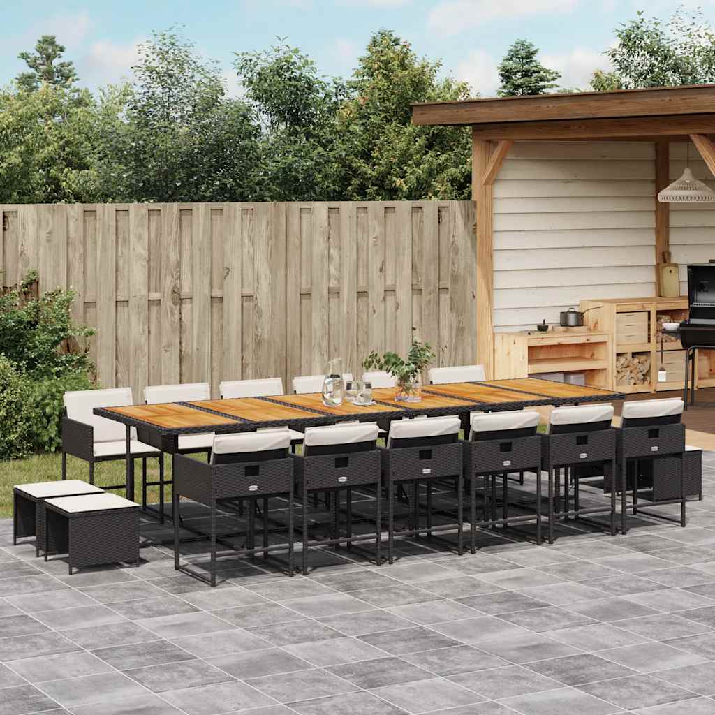 vidaXL 9-delige Tuinset poly rattan zwart