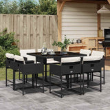 vidaXL 9-piece Garden Dining Set Poly Rattan Black
