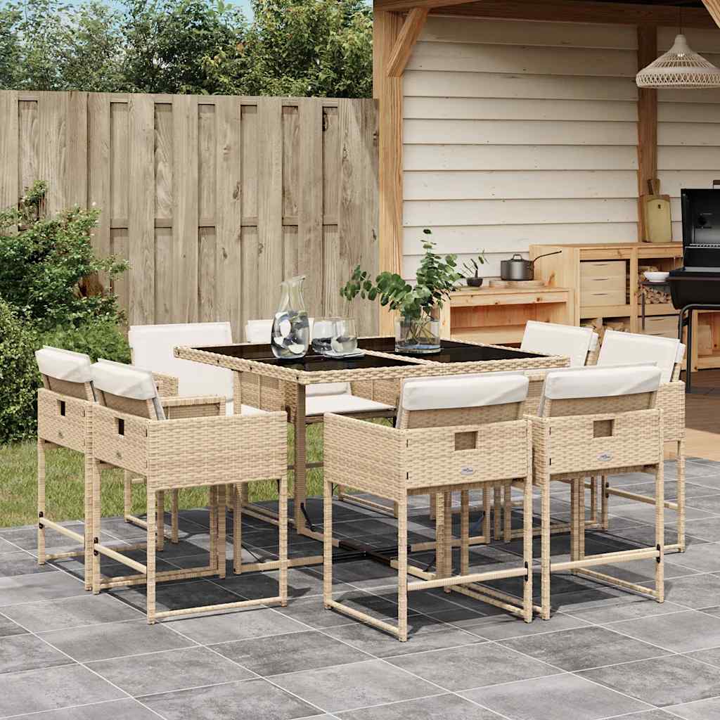vidaXL 9-piece Garden Dining Set Poly Rattan Black