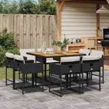 vidaXL 9-piece Garden Dining Set Poly Rattan Black