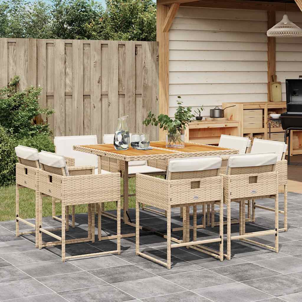 vidaXL 9-piece Garden Dining Set Poly Rattan Black