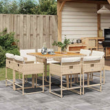 vidaXL 9-piece Garden Dining Set Poly Rattan Black