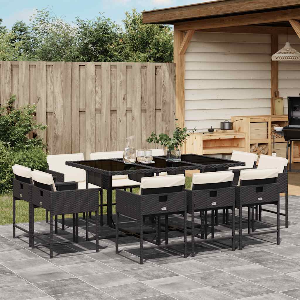 vidaXL 9-piece Garden Dining Set Poly Rattan Black