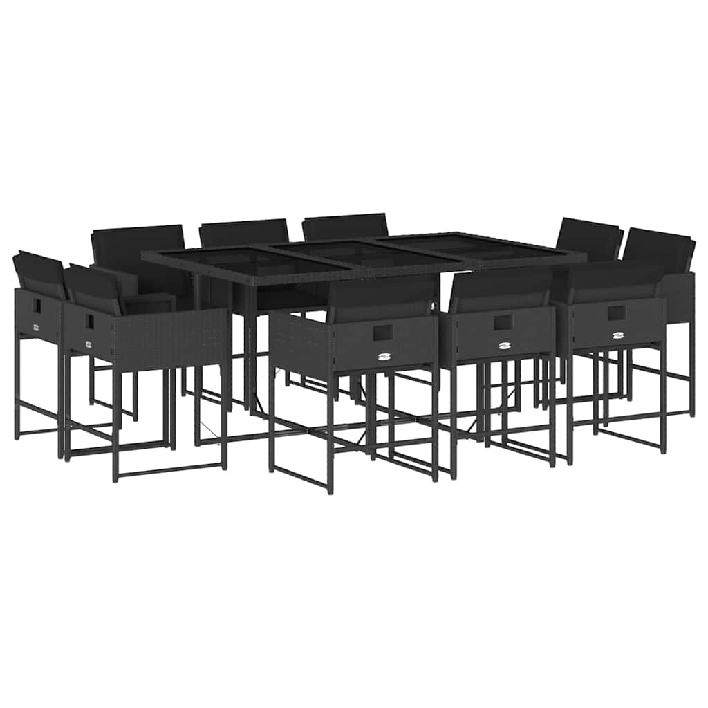 vidaXL 9-piece Garden Dining Set Poly Rattan Black