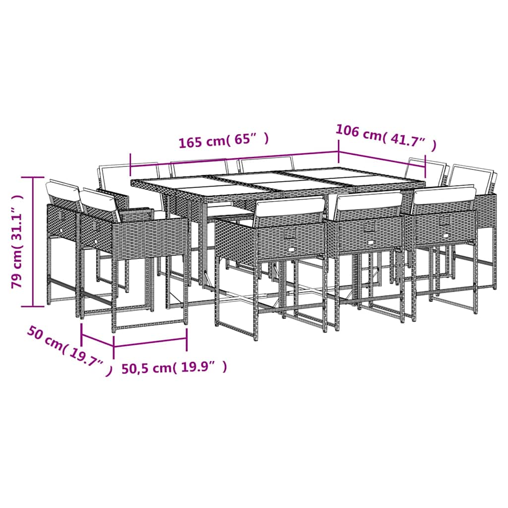vidaXL 9-piece Garden Dining Set Poly Rattan Black