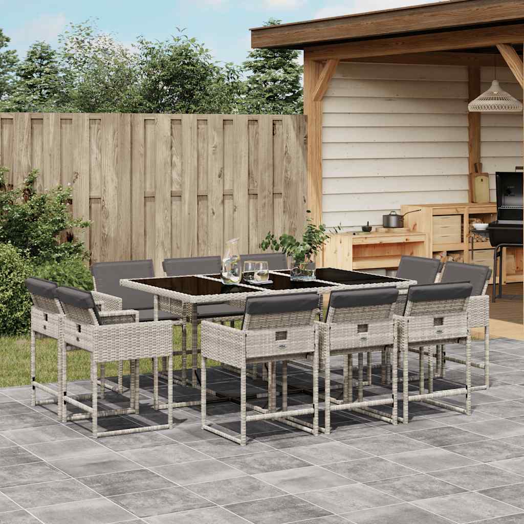 vidaXL 9-piece Garden Dining Set Poly Rattan Black