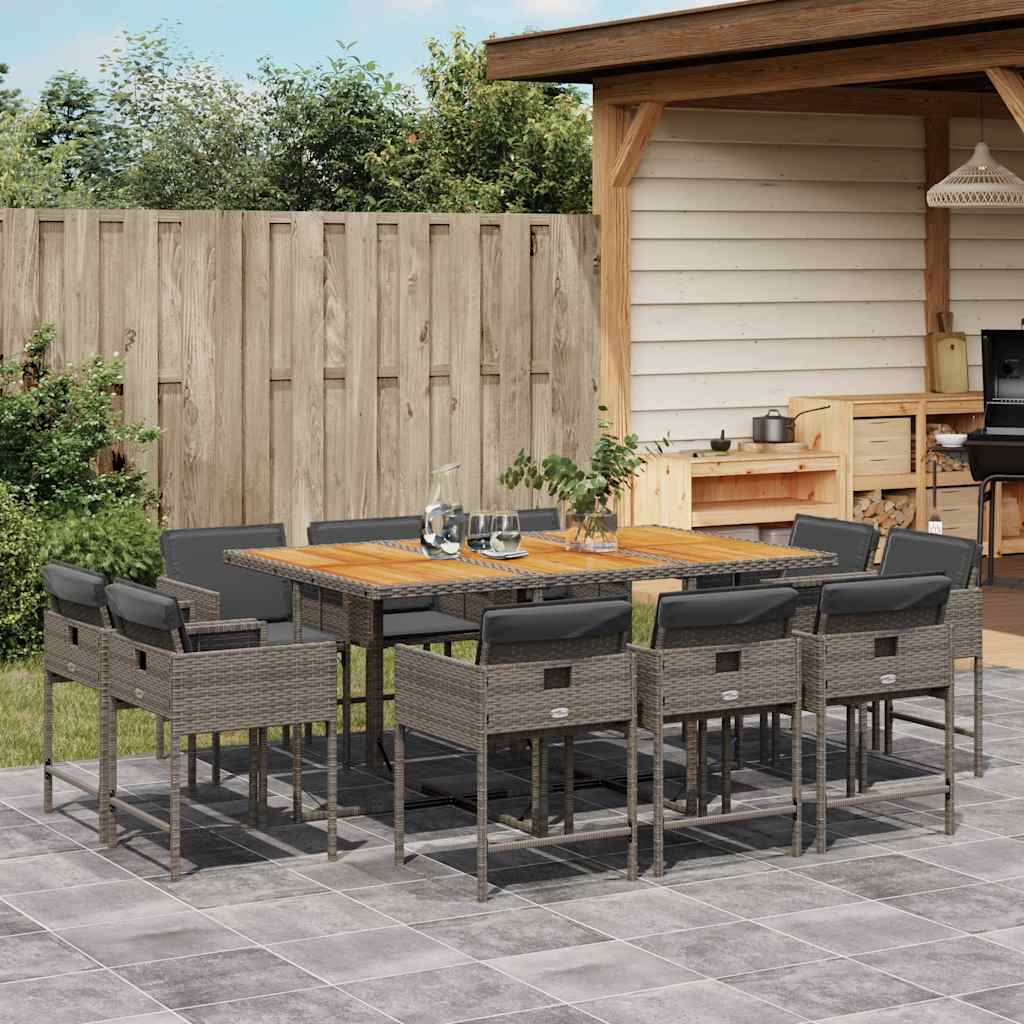 vidaXL 9-piece Garden Dining Set Poly Rattan Black