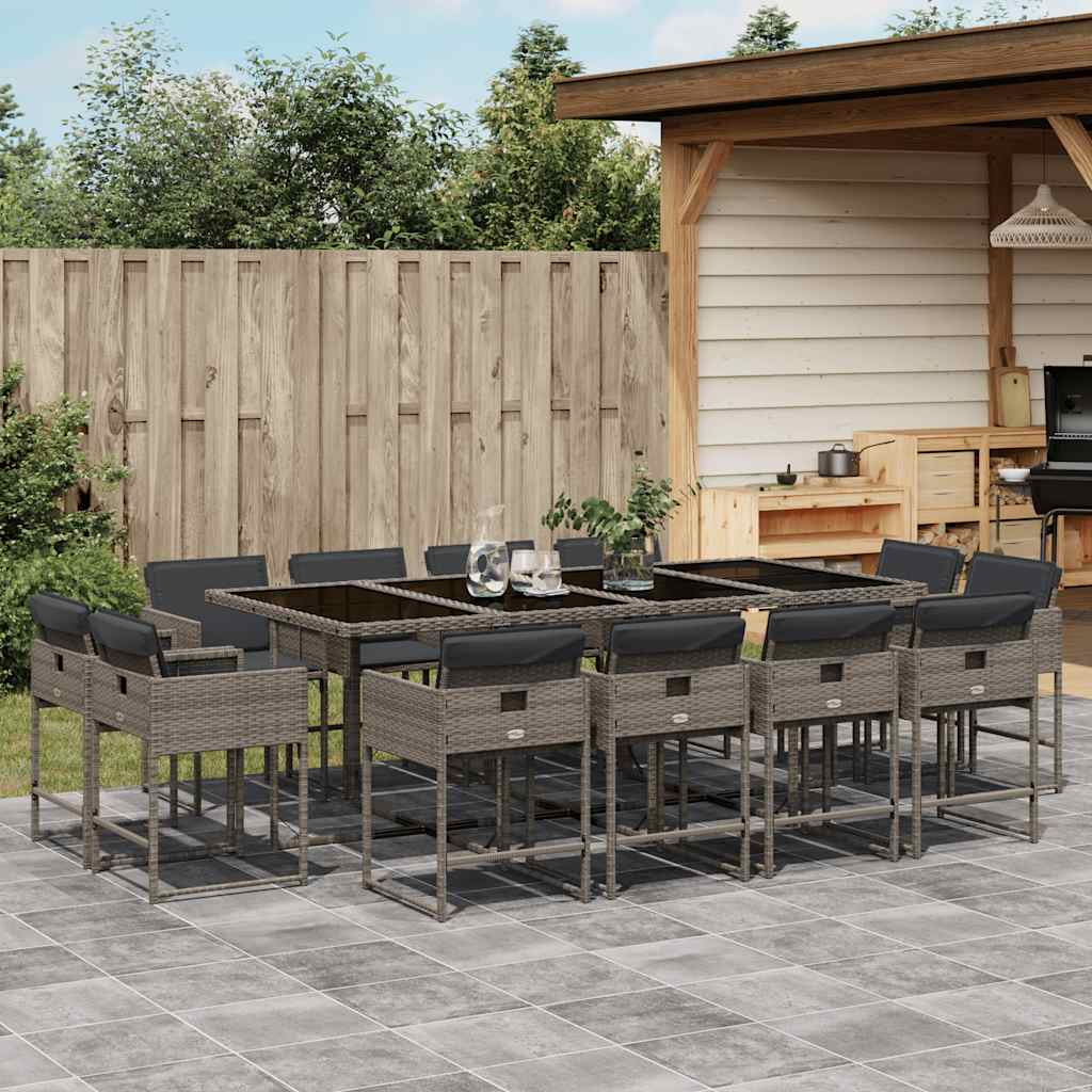 vidaXL 9-piece Garden Dining Set Poly Rattan Black