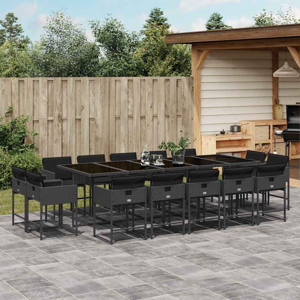 vidaXL 9-piece Garden Dining Set Poly Rattan Black