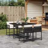 vidaXL 5-piece Garden Dining Set with Cushions Poly Rattan Black