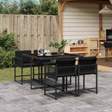 vidaXL 5-piece Garden Dining Set with Cushions Poly Rattan Black