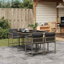 vidaXL 5-piece Garden Dining Set with Cushions Poly Rattan Black