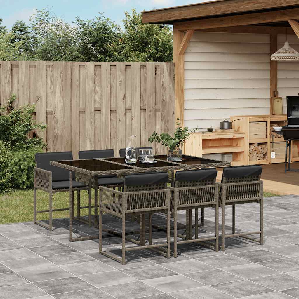 vidaXL 5-piece Garden Dining Set with Cushions Poly Rattan Black