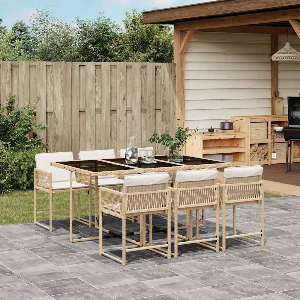 vidaXL 5-piece Garden Dining Set with Cushions Poly Rattan Black