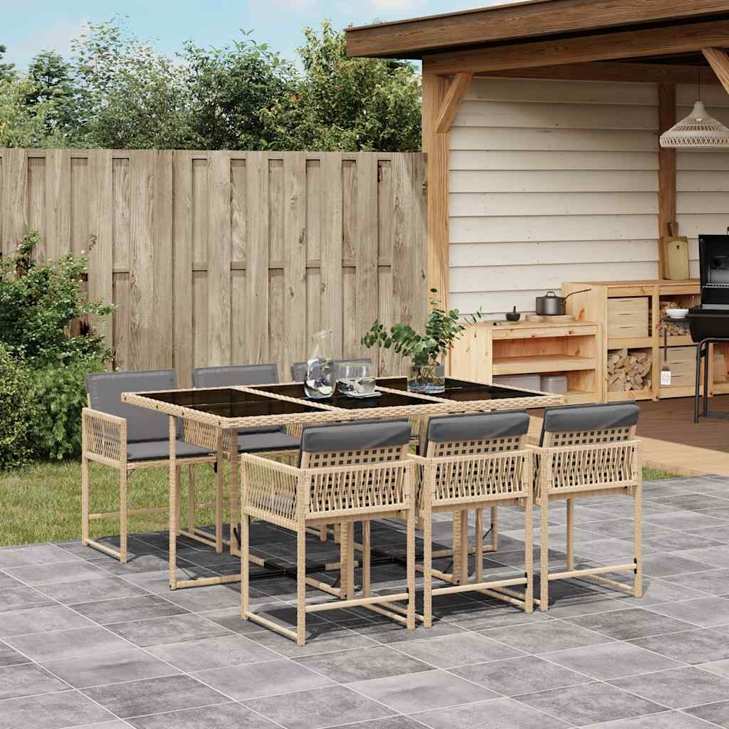 vidaXL 5-piece Garden Dining Set with Cushions Poly Rattan Black