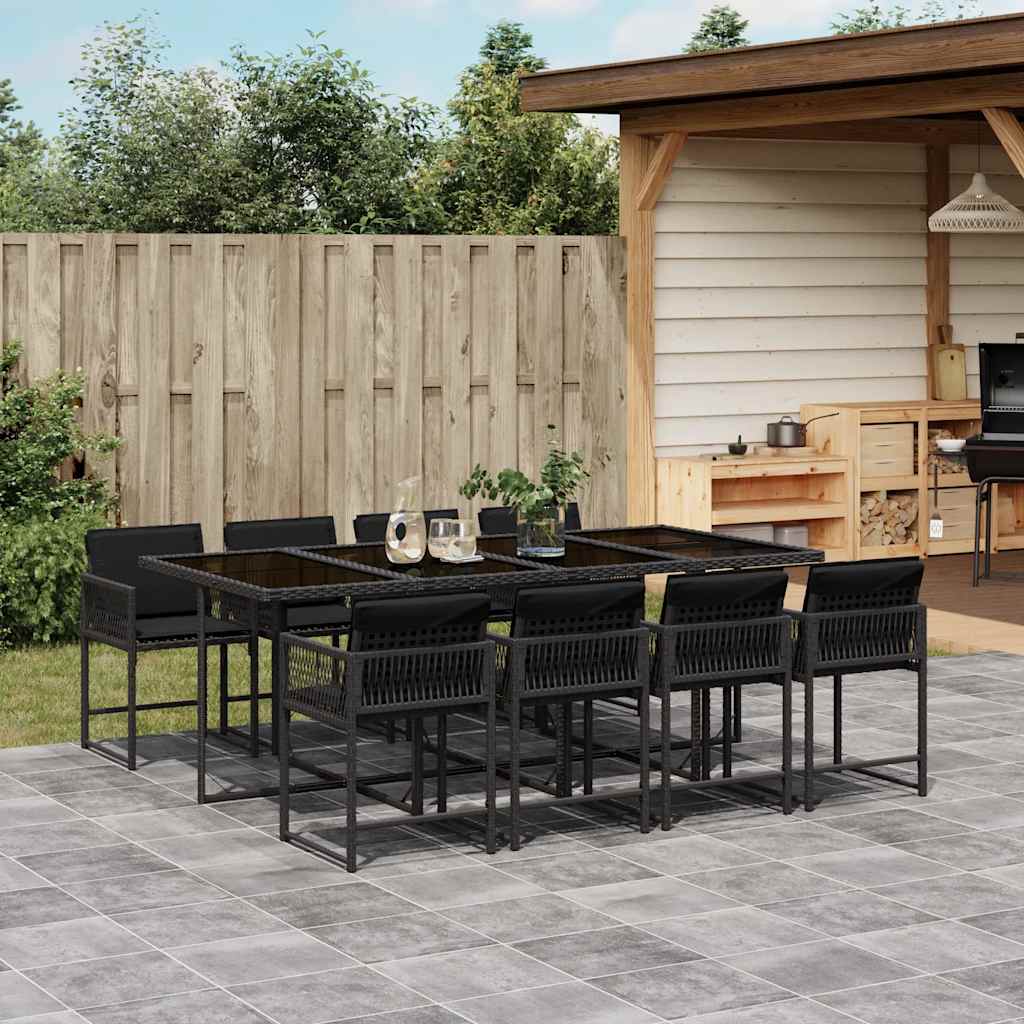 vidaXL 5-piece Garden Dining Set with Cushions Poly Rattan Black