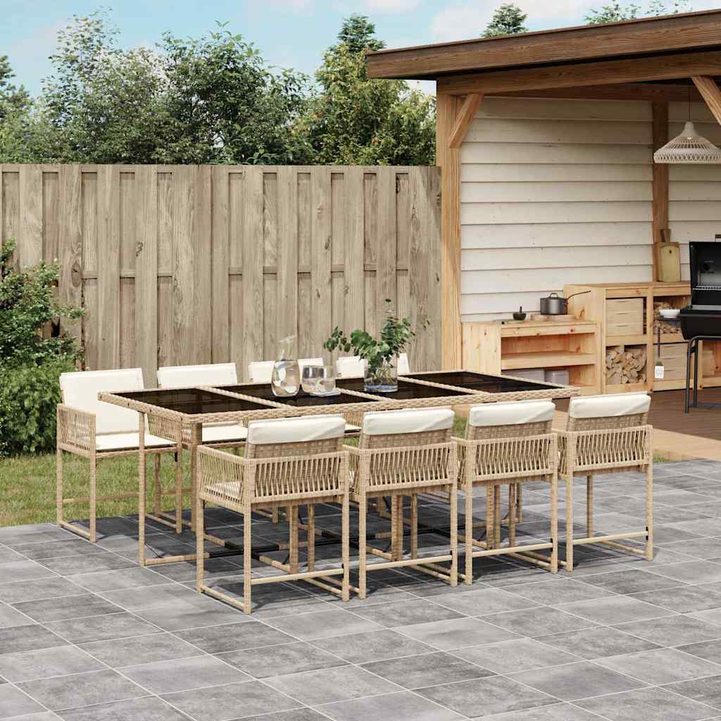 vidaXL 5-piece Garden Dining Set with Cushions Poly Rattan Black