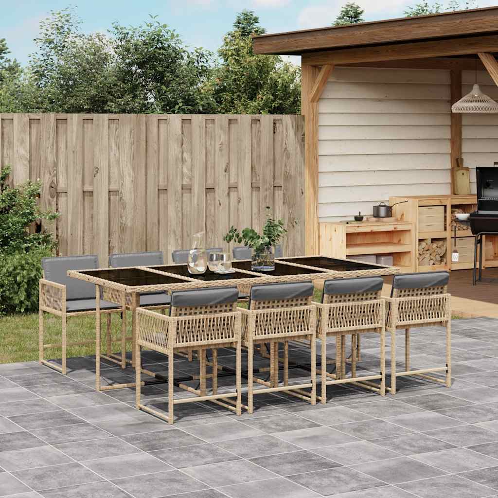 vidaXL 5-piece Garden Dining Set with Cushions Poly Rattan Black