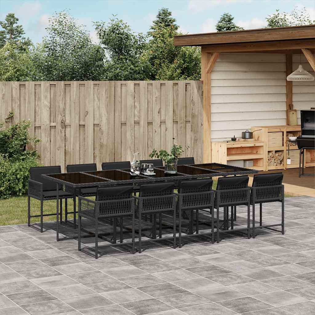 vidaXL 5-piece Garden Dining Set with Cushions Poly Rattan Black