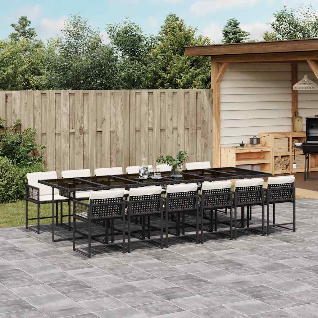 vidaXL 5-piece Garden Dining Set with Cushions Poly Rattan Black