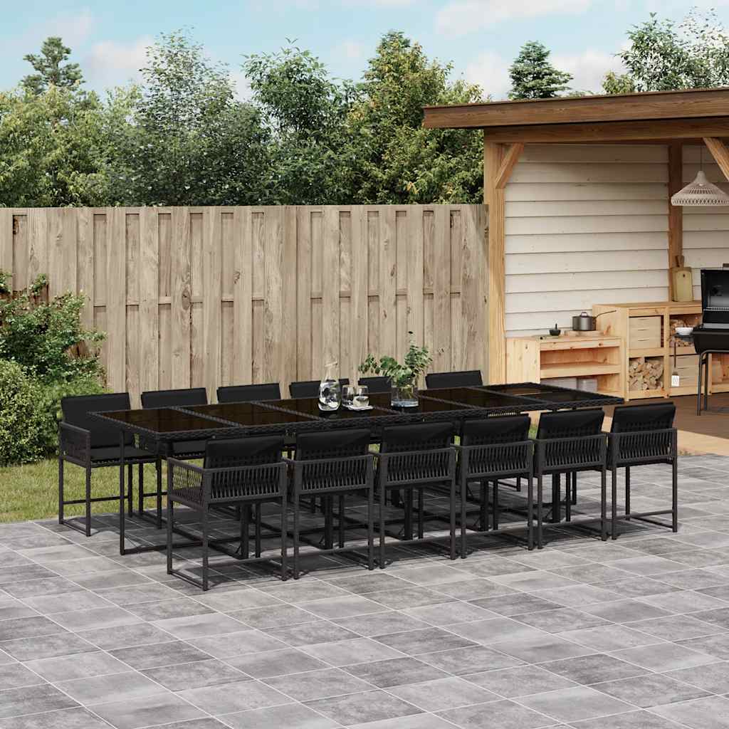 vidaXL 5-piece Garden Dining Set with Cushions Poly Rattan Black