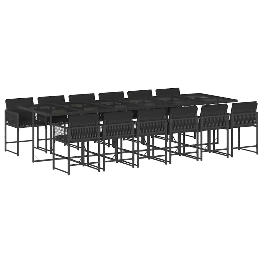 vidaXL 5-piece Garden Dining Set with Cushions Poly Rattan Black