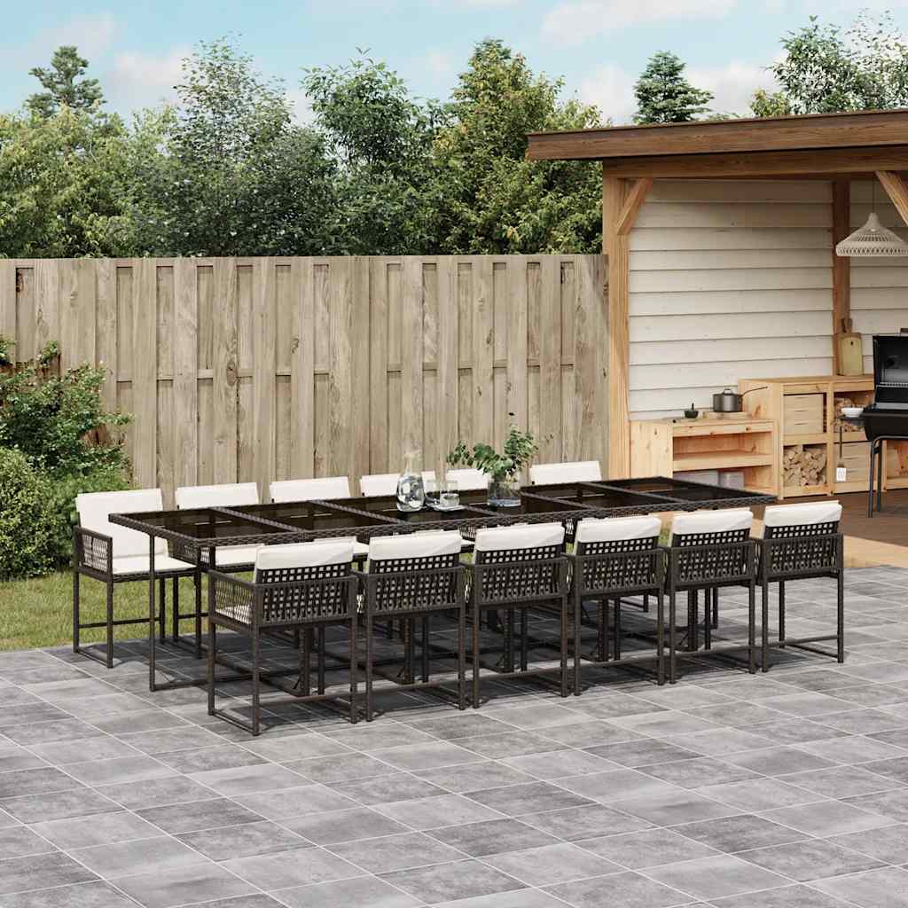 vidaXL 5-piece Garden Dining Set with Cushions Poly Rattan Black