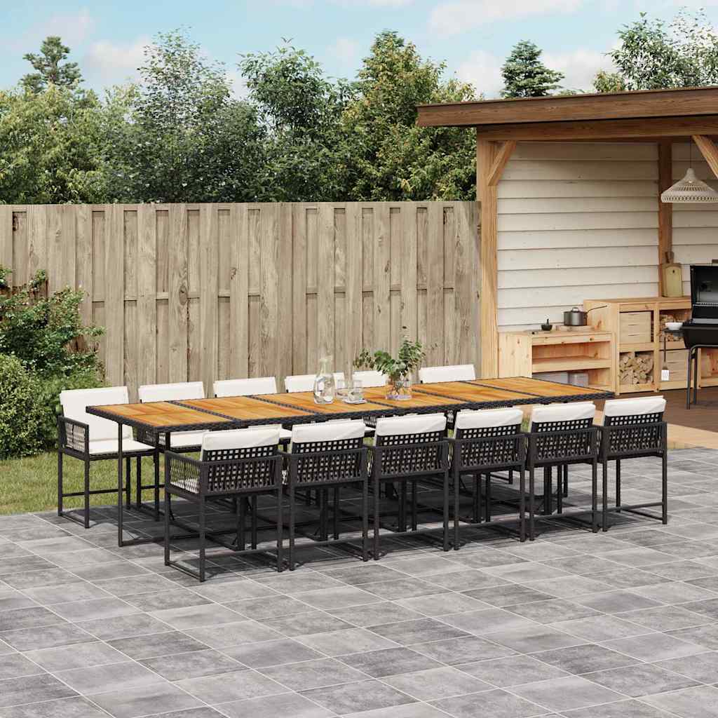vidaXL 5-piece Garden Dining Set with Cushions Poly Rattan Black