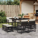 vidaXL 9-delige Tuinset poly rattan zwart