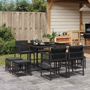 vidaXL 9-delige Tuinset poly rattan zwart