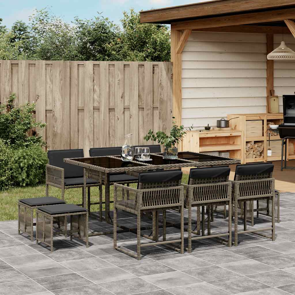 vidaXL 9-delige Tuinset poly rattan zwart