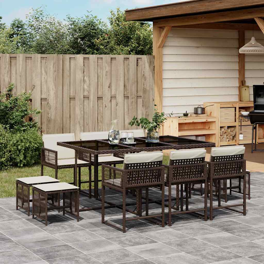 vidaXL 9-delige Tuinset poly rattan zwart