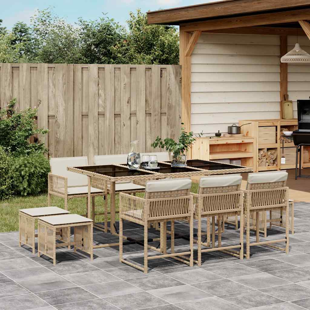 vidaXL 9-delige Tuinset poly rattan zwart