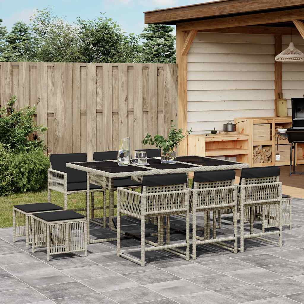 vidaXL 9-delige Tuinset poly rattan zwart